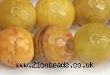 CAA5544 15 inches 12mm faceted round fire crackle agate beads