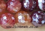 CAA5590 15 inches 6mm faceted round AB-color banded agate beads