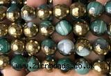 CAA5877 15 inches 6mm,8mm,10mm & 12mm faceted round electroplated banded agate beads