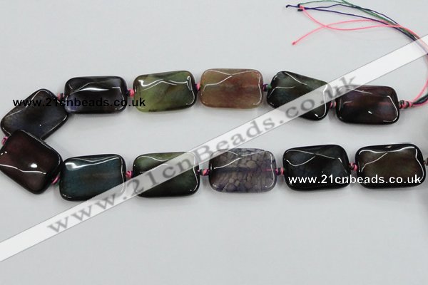 CAA590 15.5 inches 22*30mm faceted rectangle dragon veins agate beads