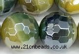 CAA5955 15 inches 12mm faceted round AB-color line agate beads