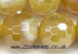 CAA5990 15 inches 12mm faceted round AB-color line agate beads