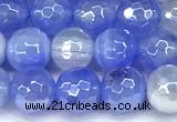 CAA6005 15 inches 6mm faceted round AB-color line agate beads