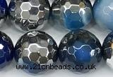 CAA6022 15 inches 10mm faceted round electroplated line agate beads