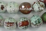 CAA731 15.5 inches 16mm faceted round fire crackle agate beads