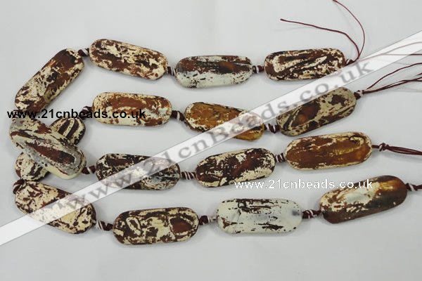 CAA756 15.5 inches 16*40mm rectangle wooden agate beads wholesale