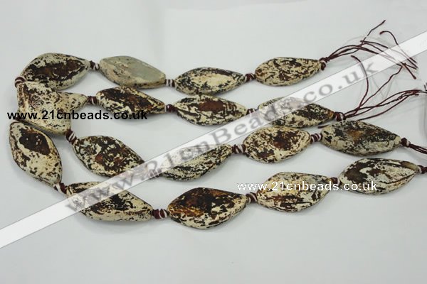 CAA758 15.5 inches 20*40mm twisted marquise wooden agate beads