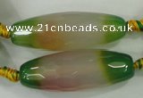 CAA764 5.5 inches 14*40mm faceted rice agate beads wholesale