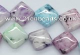 CAA78 15.5 inches 14*14mm diamond dyed white agate gemstone beads