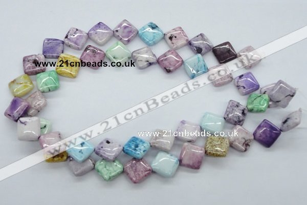 CAA78 15.5 inches 14*14mm diamond dyed white agate gemstone beads