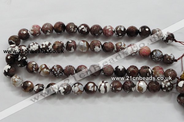 CAA807 15.5 inches 14mm faceted round fire crackle agate beads