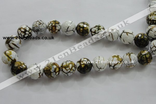 CAA822 15.5 inches 20mm faceted round fire crackle agate beads