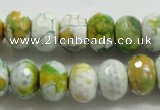 CAA825 15.5 inches 10*14mm faceted rondelle fire crackle agate beads