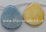 CAA85 30*35mm top-drilled flat teardrop dyed white agate  beads