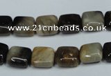 CAA951 15.5 inches 10*10mm square natural fossil wood agate beads