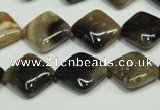 CAA956 15.5 inches 12*12mm diamond natural fossil wood agate beads