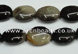 CAA959 15.5 inches 12*16mm oval natural fossil wood agate beads