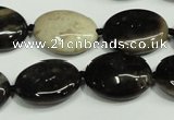 CAA960 15.5 inches 13*18mm oval natural fossil wood agate beads