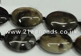 CAA961 15.5 inches 15*20mm oval natural fossil wood agate beads