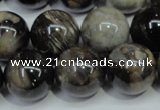 CAA968 15.5 inches 18mm round natural fossil wood agate beads