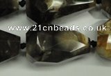CAA970 28*40mm faceted teardrop natural fossil wood agate beads