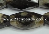 CAA971 16*30mm faceted rice natural fossil wood agate beads
