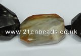 CAA974 18*25mm - 20*32mm faceted twisted rectangle fossil wood agate beads