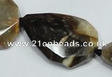 CAA976 25*33mm � 33*45mm faceted & twisted teardrop fossil wood agate beads