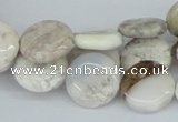 CAB101 15.5 inches 16mm flat round natural brazil agate beads