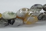 CAB145 15.5 inches 8*16mm twisted rice bamboo leaf agate beads
