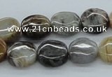 CAB147 15.5 inches 14mm flat round bamboo leaf agate beads