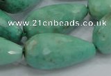 CAB17 15.5 inches 15*30mm faceted teardrop green grass agate beads
