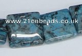 CAB215 15.5 inches 20*20mm square cyan crazy lace agate beads