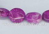 CAB291 15.5 inches 16mm flat round fuchsia crazy lace agate beads