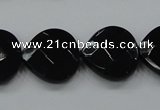 CAB324 15.5 inches 20*20mm faceted heart black agate gemstone beads