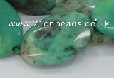 CAB43 15.5 inches 25*35mm faceted oval green grass agate beads