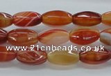 CAB481 15.5 inches 8*15mm faceted rice red agate beads wholesale
