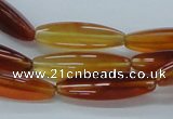 CAB482 15.5 inches 8*30mm faceted rice red agate beads wholesale