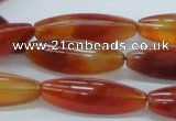 CAB483 15.5 inches 10*30mm faceted rice red agate beads wholesale