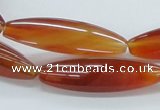 CAB484 15.5 inches 12*40mm faceted rice red agate beads wholesale