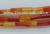 CAB485 15.5 inches 6*10mm flat tube red agate beads wholesale