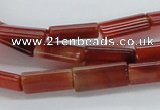 CAB486 15.5 inches 8*16mm flat tube red agate beads wholesale