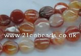 CAB488 15.5 inches 10mm flat round red agate beads wholesale