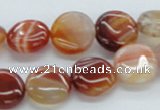 CAB489 15.5 inches 14mm flat round red agate beads wholesale