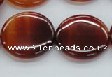 CAB492 15.5 inches 25mm flat round red agate beads wholesale
