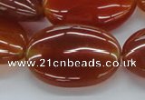 CAB498 15.5 inches 25*35mm oval red agate gemstone beads wholesale