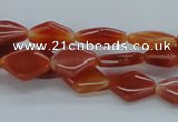 CAB500 15.5 inches 10*14mm hexagon red agate beads wholesale