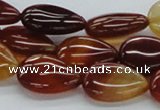 CAB504 15.5 inches 12*17mm flat teardrop red agate beads wholesale