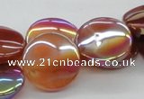 CAB527 15.5 inches 20mm coin AB-color red agate beads wholesale