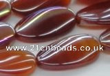 CAB532 15.5 inches 15*30mm twisted oval AB-color red agate beads